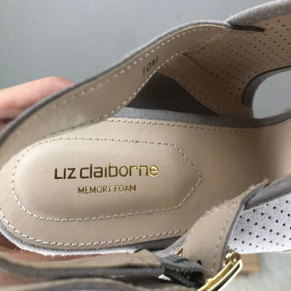 Liz Claiborne Womens Hatcher Wedge Espadrille‎ Sandals Koala Beige Size 10M
